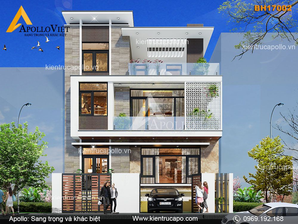 Chiêm ngưỡng mẫu Biệt thự hiện đại 3 tầng đẹp ấn tượng BH17002
